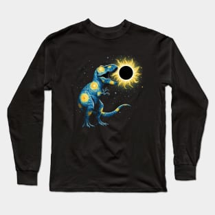 Total Solar Eclipse T-rex Dinosaur April 8 2024 Long Sleeve T-Shirt